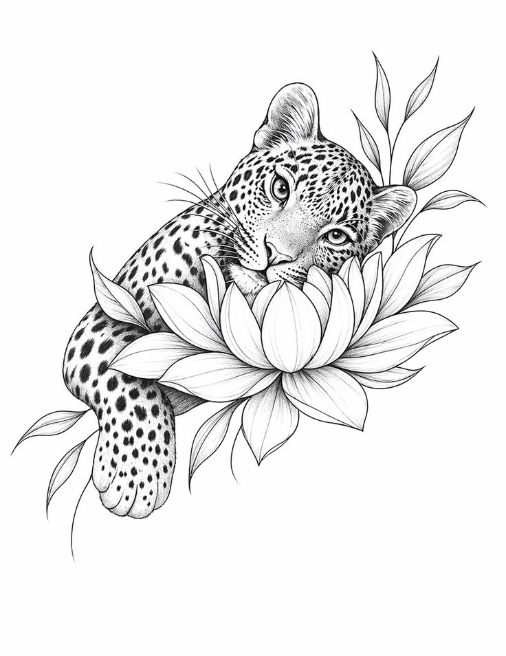 Felino com Flor