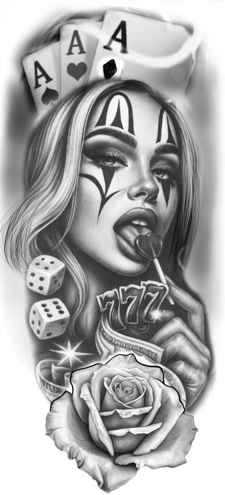 Chicana com Cartas e Rosa