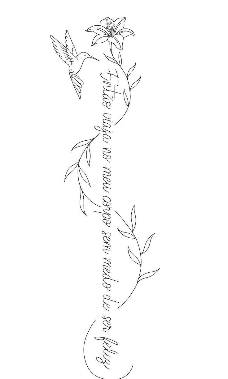 Beija-Flor com Frase e Flores