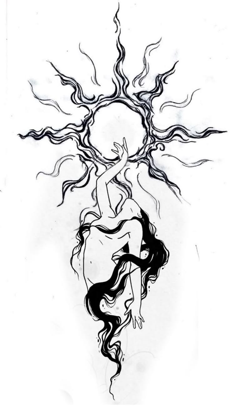 Mulher e Sol em Blackwork