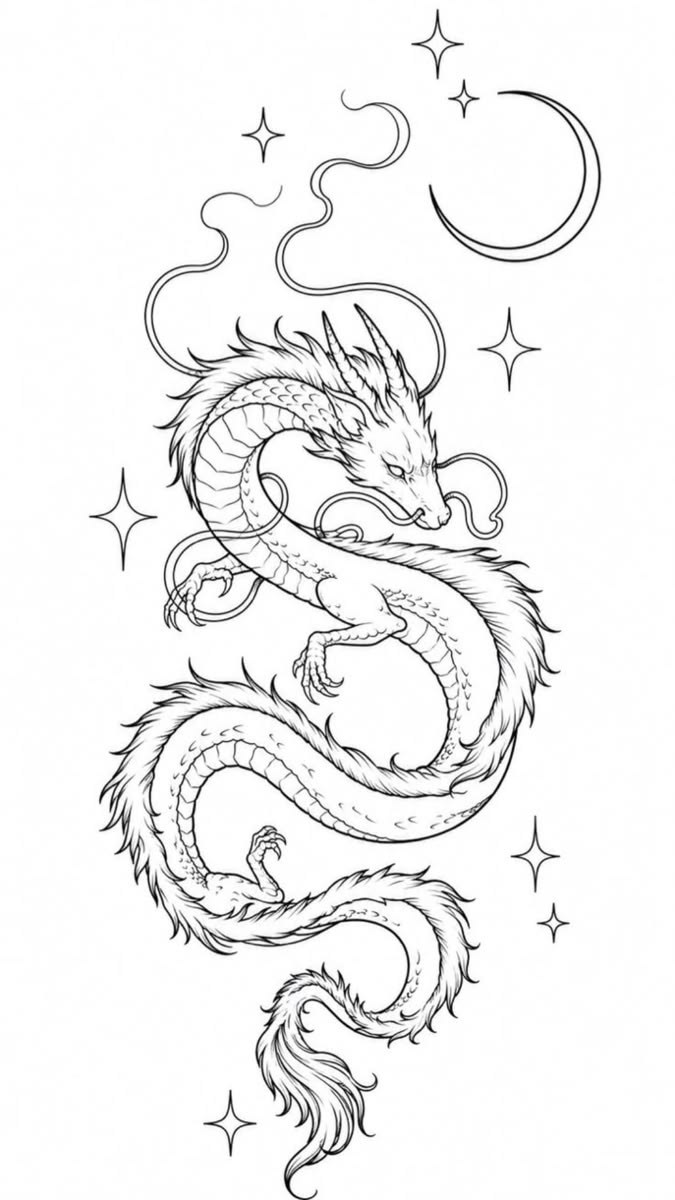 Dragão Oriental com Lua